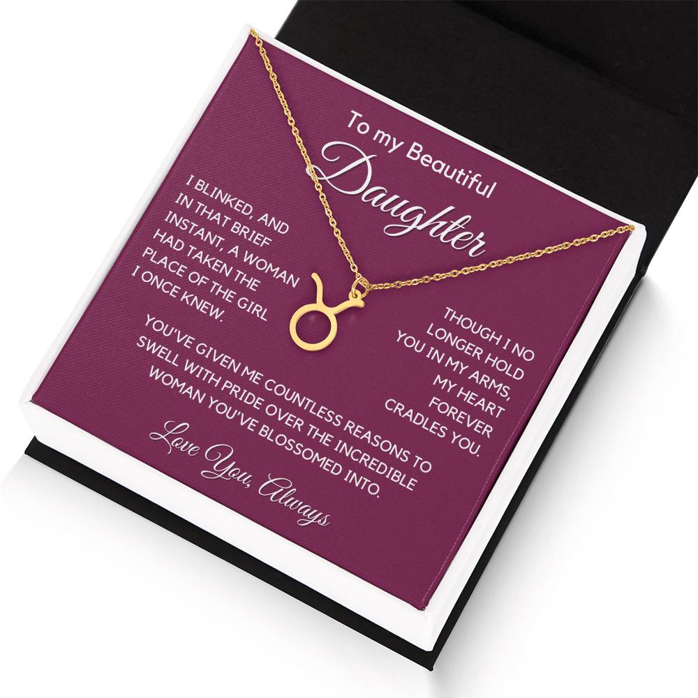 Gift For Daughter Zodiac Symbol Necklace With Message Card And Gift Box - I Once Knew