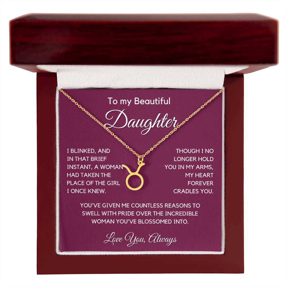 Gift For Daughter Zodiac Symbol Necklace With Message Card And Gift Box - I Once Knew