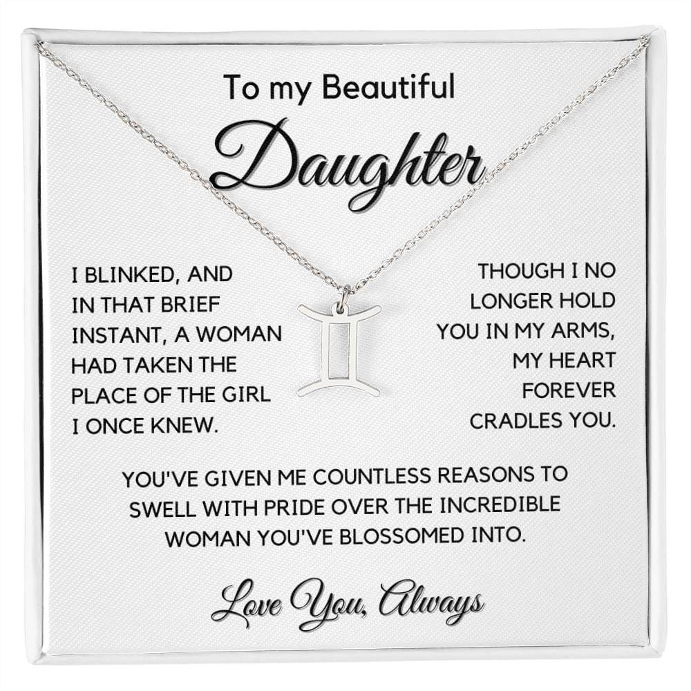 Gift For Daughter Zodiac Symbol Necklace With Message Card And Gift Box - I Once Knew