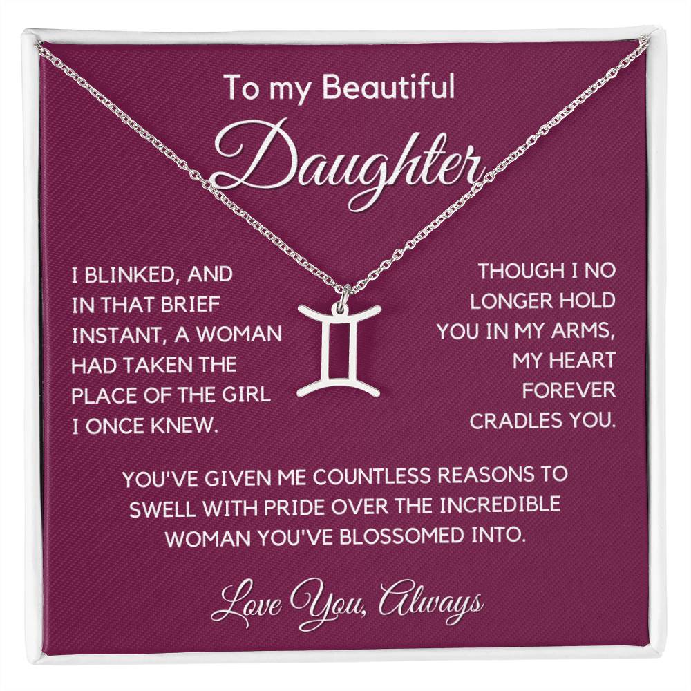 Gift For Daughter Zodiac Symbol Necklace With Message Card And Gift Box - I Once Knew