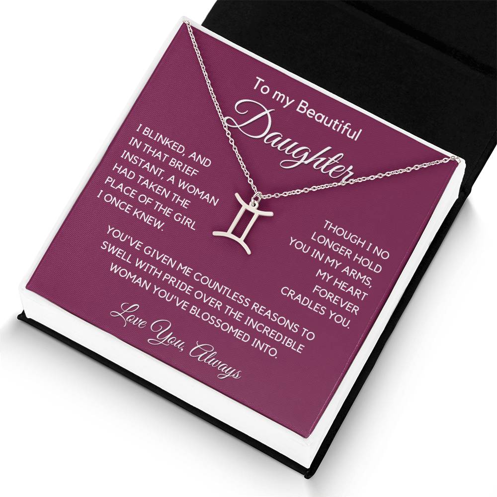 Gift For Daughter Zodiac Symbol Necklace With Message Card And Gift Box - I Once Knew