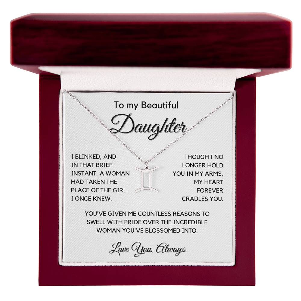 Gift For Daughter Zodiac Symbol Necklace With Message Card And Gift Box - I Once Knew