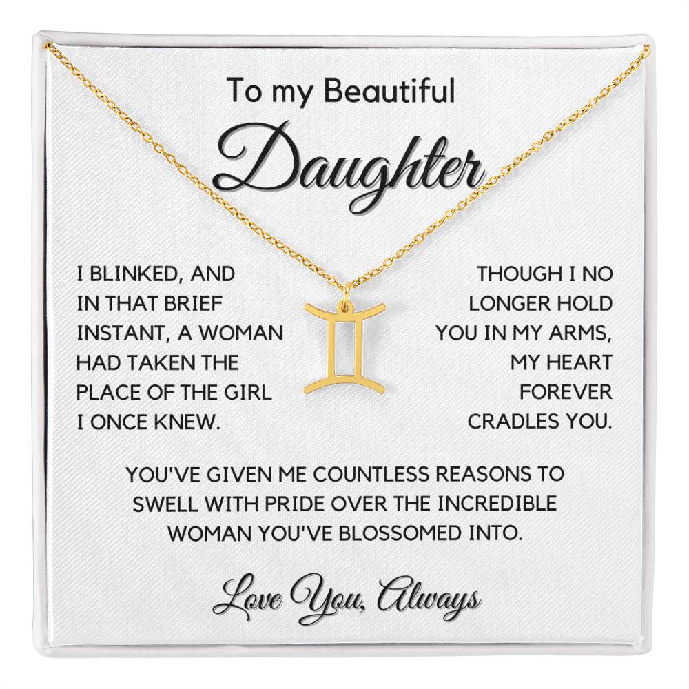 Gift For Daughter Zodiac Symbol Necklace With Message Card And Gift Box - I Once Knew