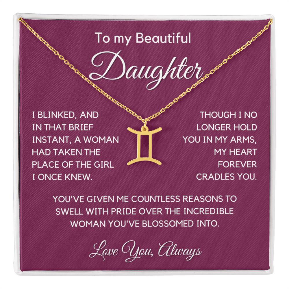 Gift For Daughter Zodiac Symbol Necklace With Message Card And Gift Box - I Once Knew