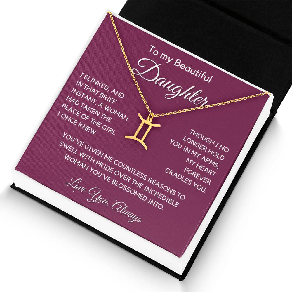 Gift For Daughter Zodiac Symbol Necklace With Message Card And Gift Box - I Once Knew