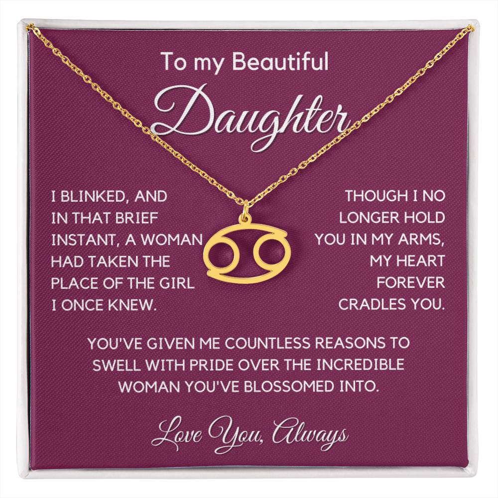 Gift For Daughter Zodiac Symbol Necklace With Message Card And Gift Box - I Once Knew