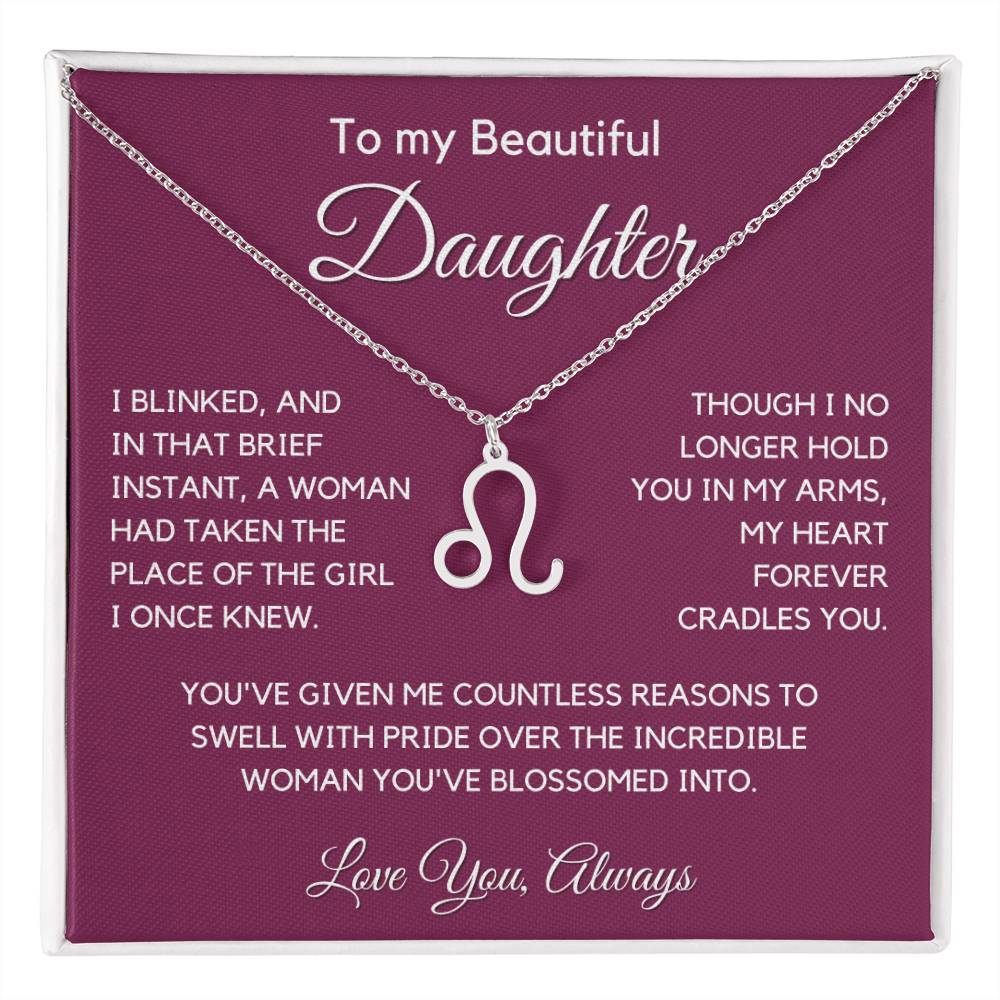 Gift For Daughter Zodiac Symbol Necklace With Message Card And Gift Box - I Once Knew