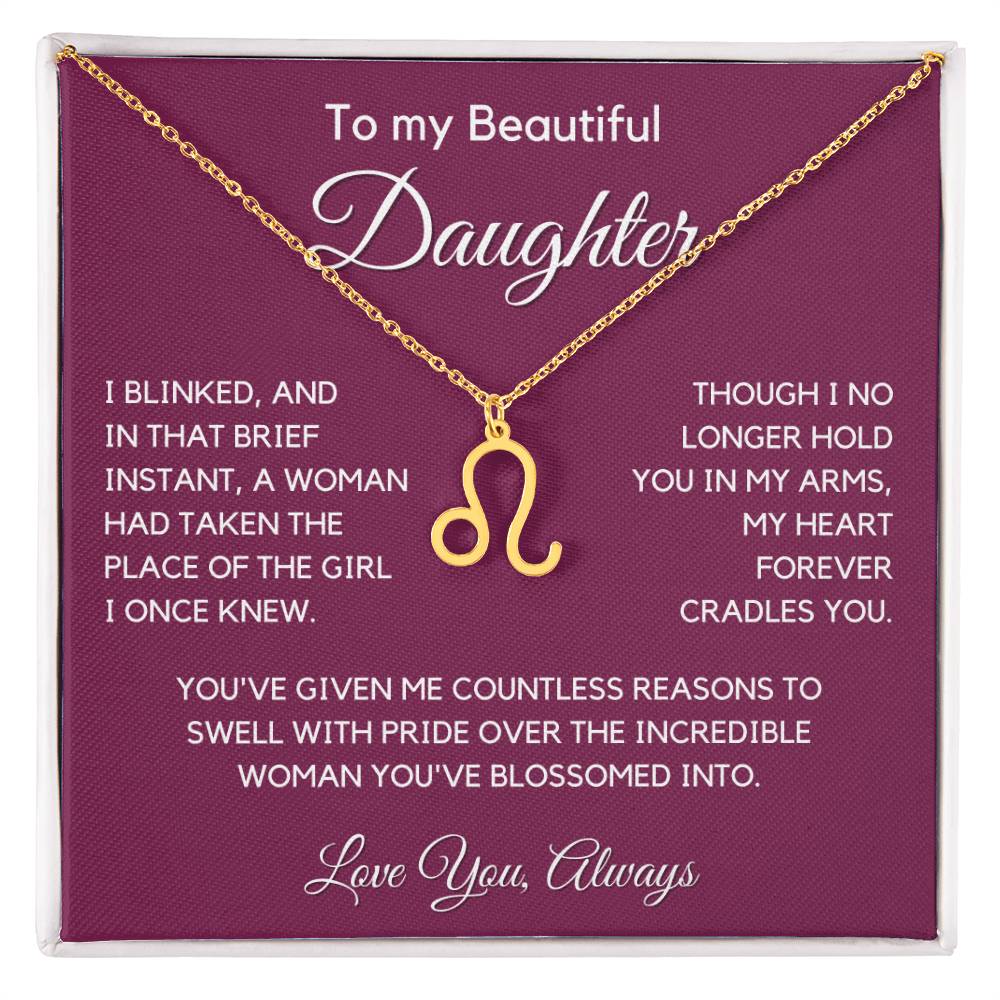 Gift For Daughter Zodiac Symbol Necklace With Message Card And Gift Box - I Once Knew