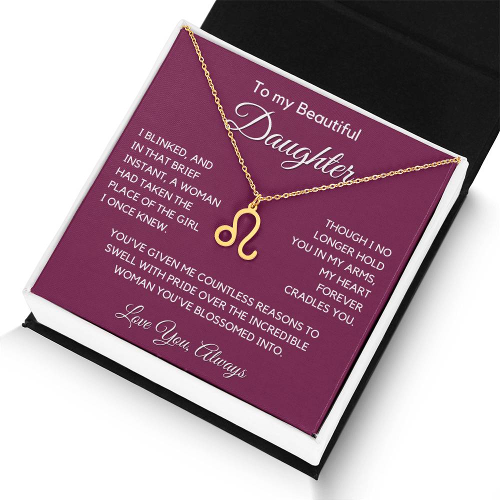 Gift For Daughter Zodiac Symbol Necklace With Message Card And Gift Box - I Once Knew