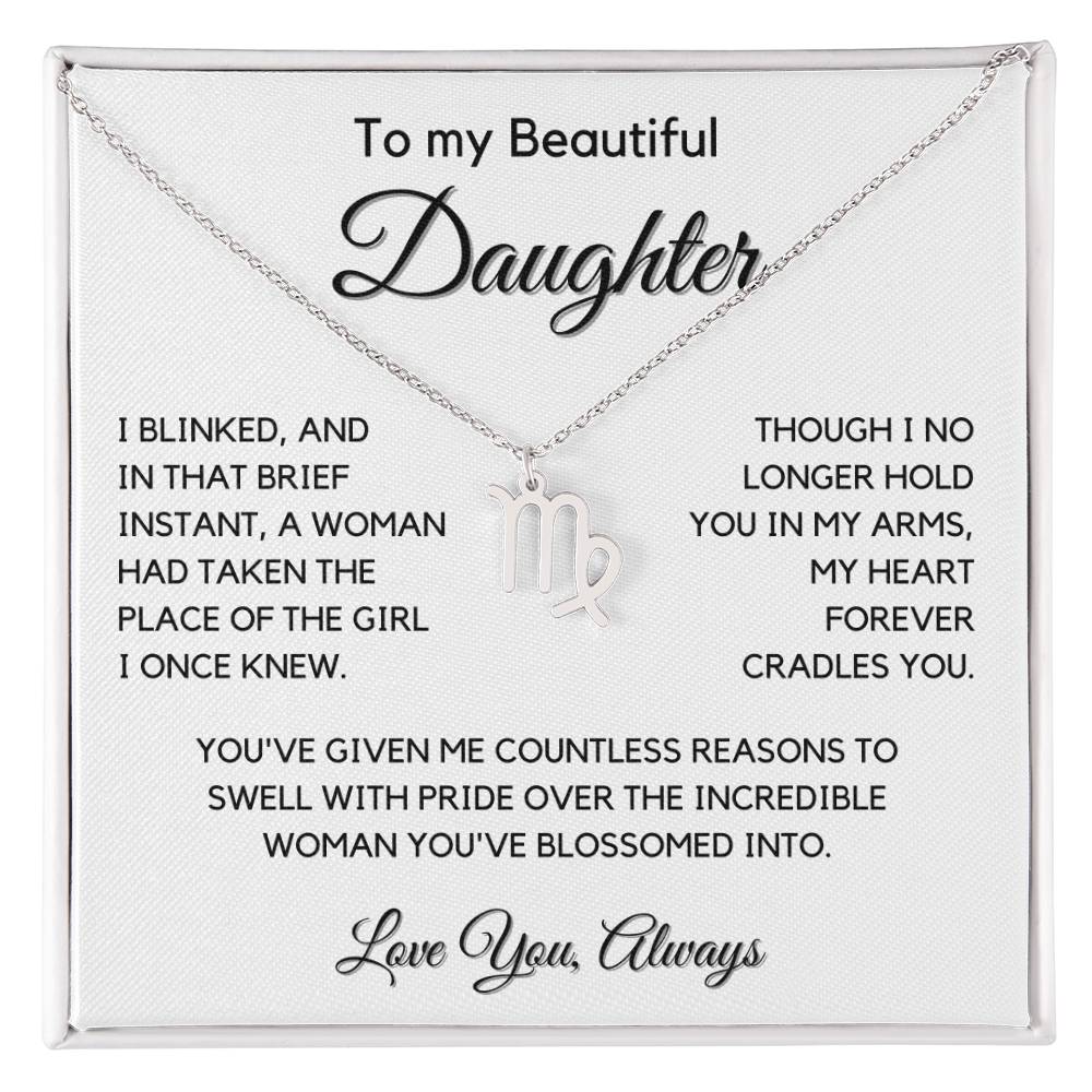 Gift For Daughter Zodiac Symbol Necklace With Message Card And Gift Box - I Once Knew