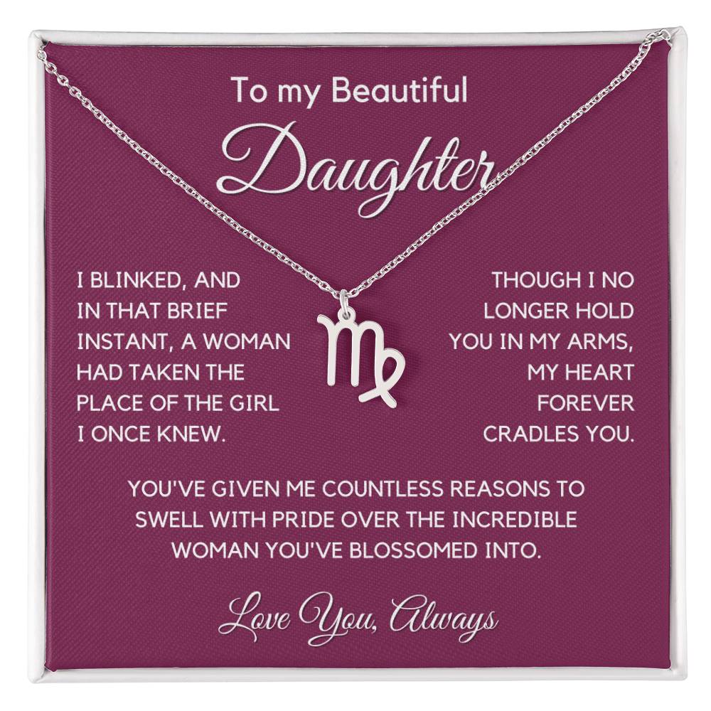 Gift For Daughter Zodiac Symbol Necklace With Message Card And Gift Box - I Once Knew