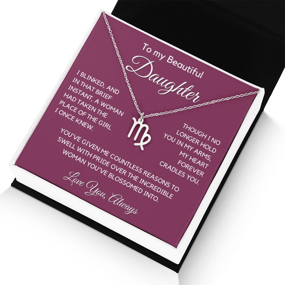 Gift For Daughter Zodiac Symbol Necklace With Message Card And Gift Box - I Once Knew