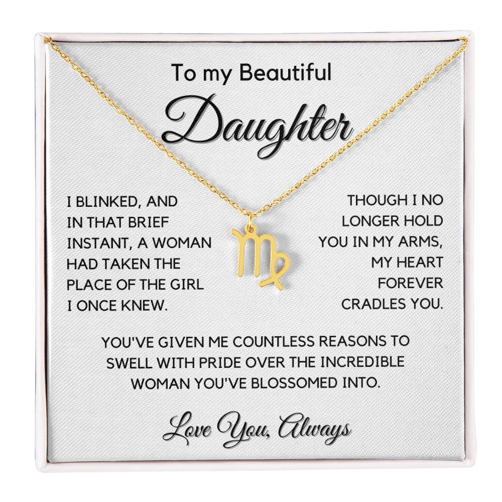 Gift For Daughter Zodiac Symbol Necklace With Message Card And Gift Box - I Once Knew