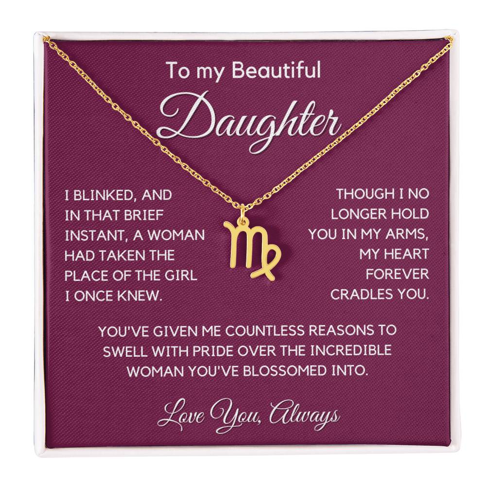Gift For Daughter Zodiac Symbol Necklace With Message Card And Gift Box - I Once Knew