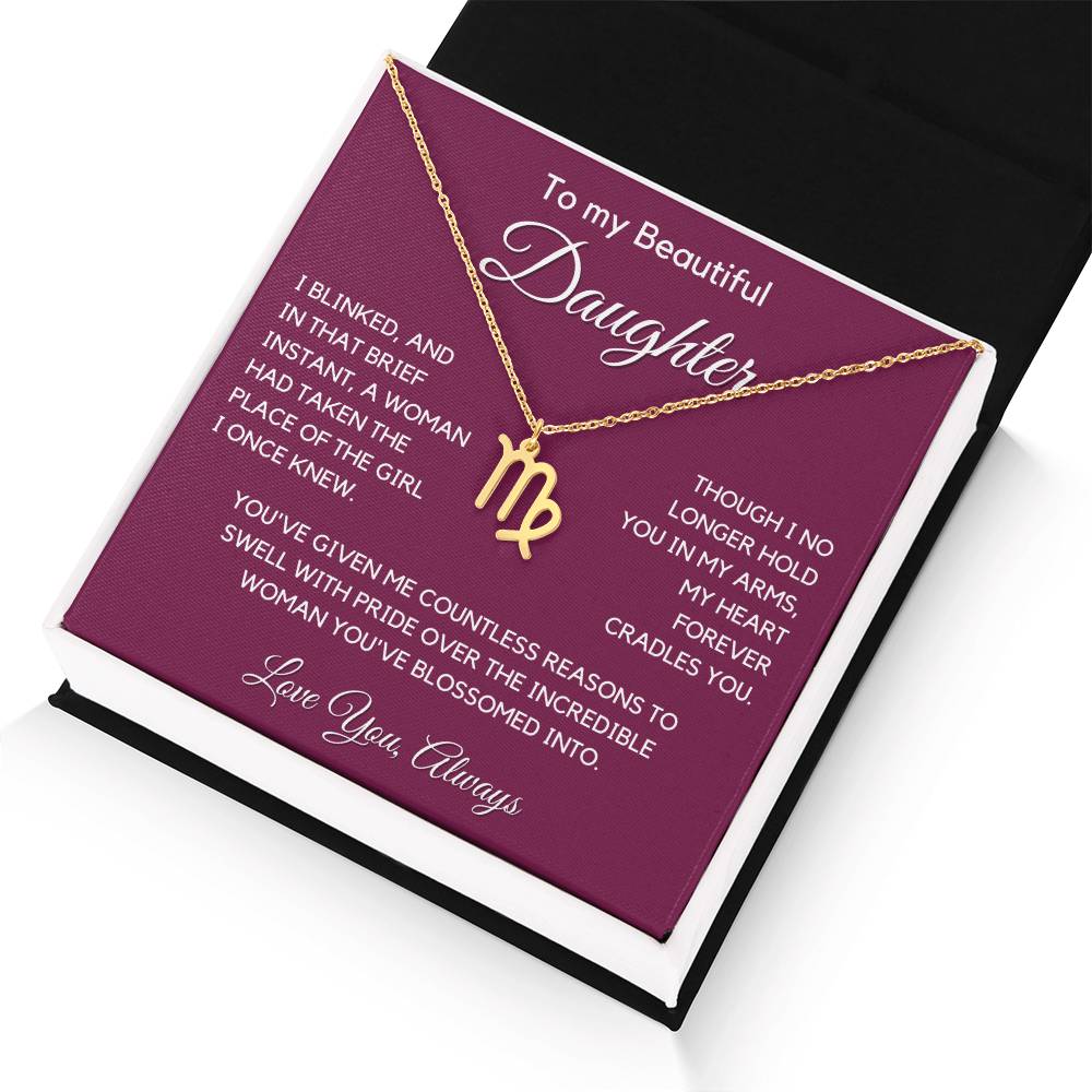 Gift For Daughter Zodiac Symbol Necklace With Message Card And Gift Box - I Once Knew