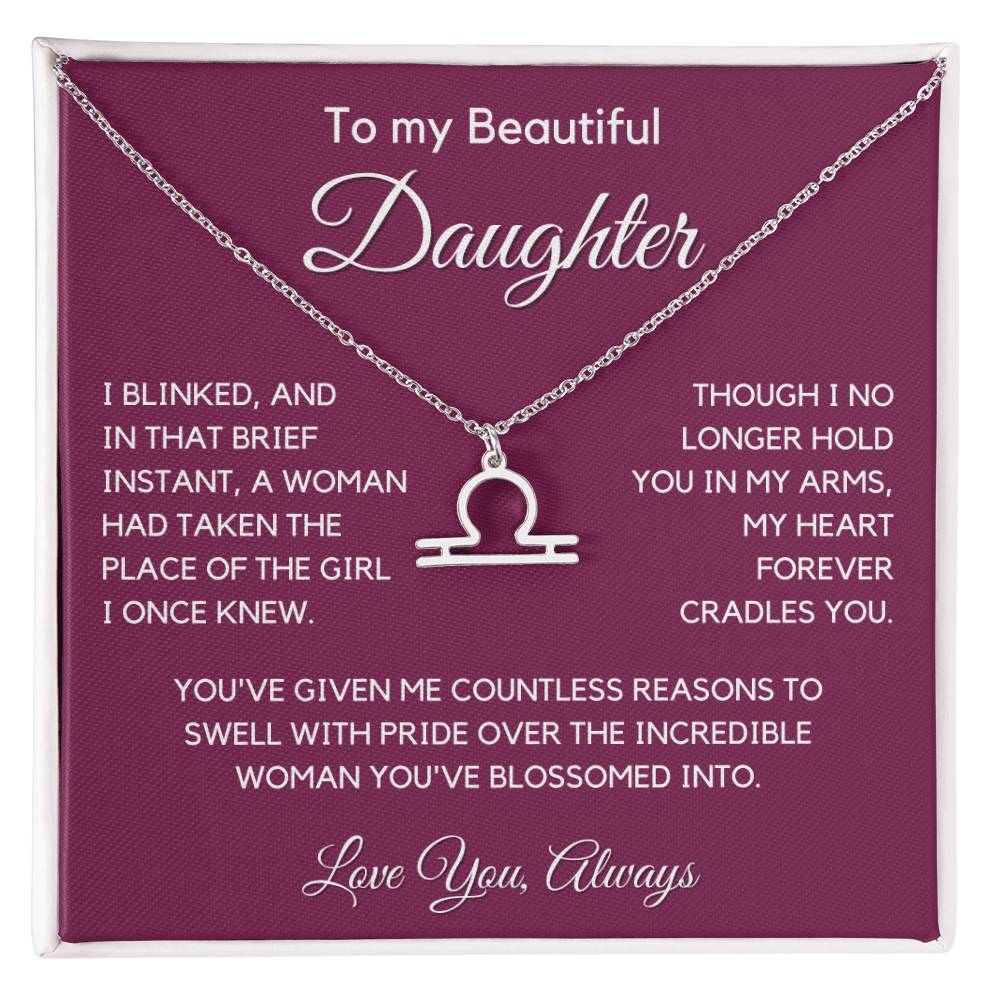 Gift For Daughter Zodiac Symbol Necklace With Message Card And Gift Box - I Once Knew