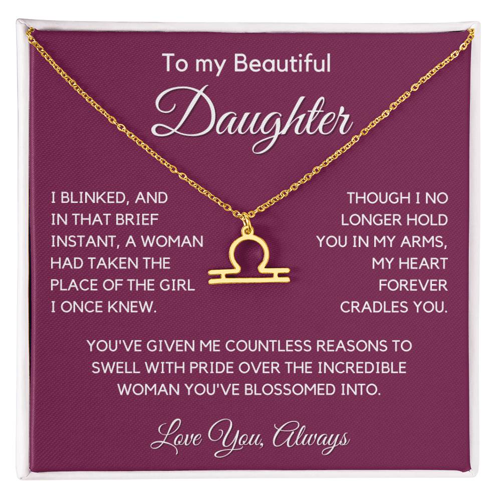 Gift For Daughter Zodiac Symbol Necklace With Message Card And Gift Box - I Once Knew