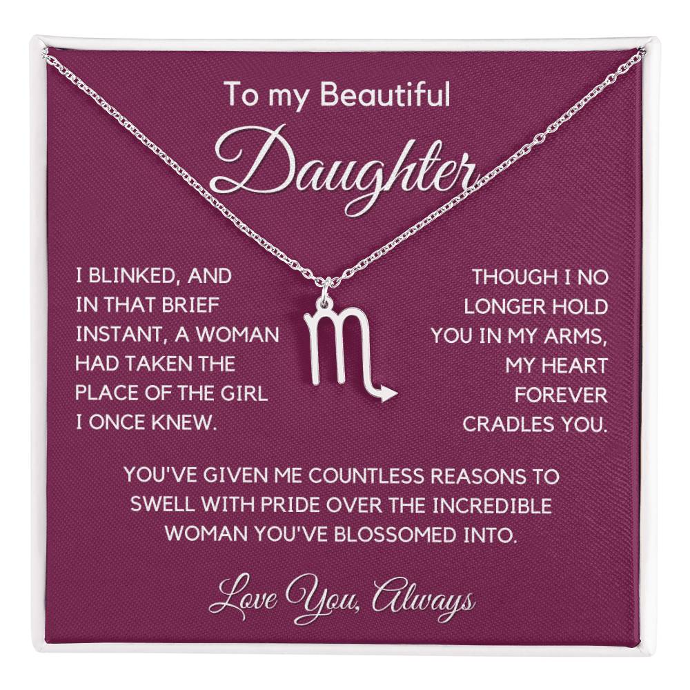 Gift For Daughter Zodiac Symbol Necklace With Message Card And Gift Box - I Once Knew