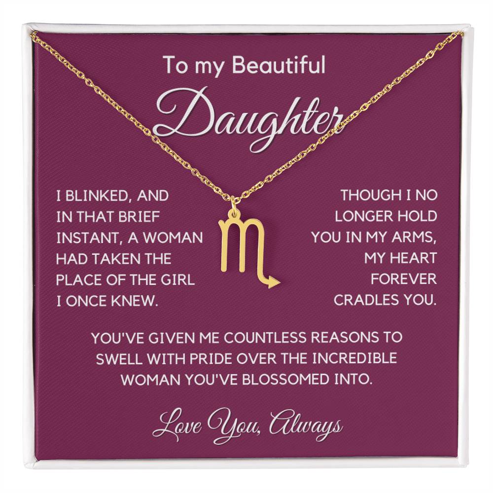 Gift For Daughter Zodiac Symbol Necklace With Message Card And Gift Box - I Once Knew