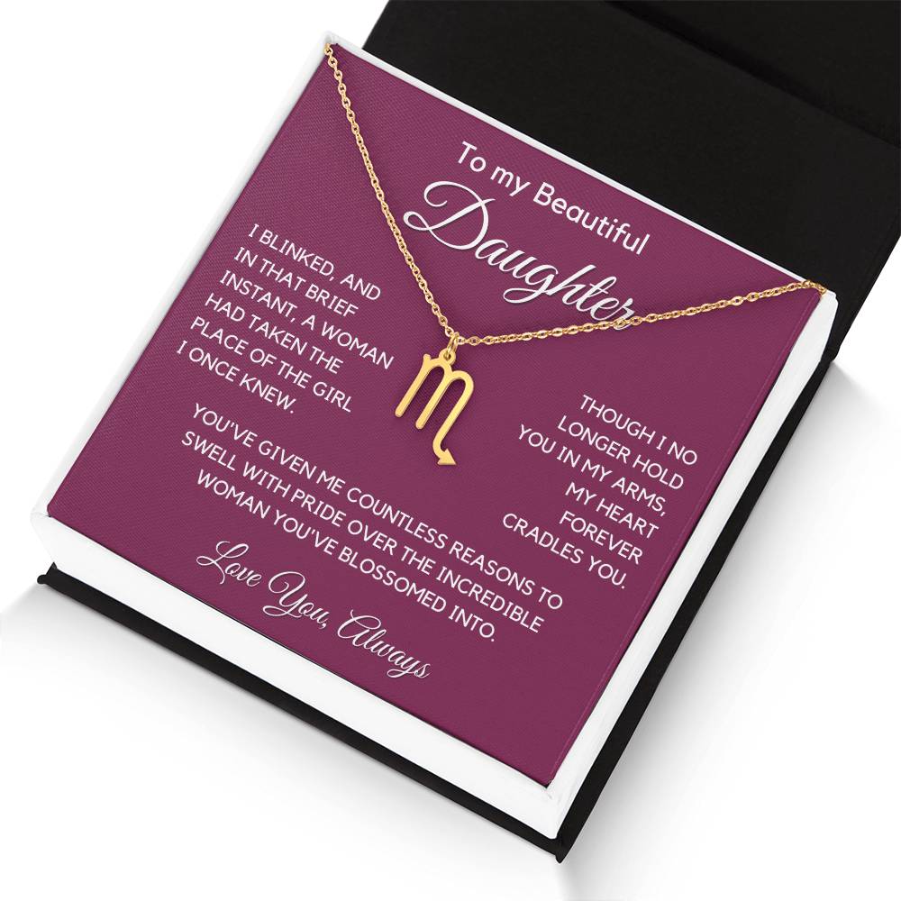 Gift For Daughter Zodiac Symbol Necklace With Message Card And Gift Box - I Once Knew