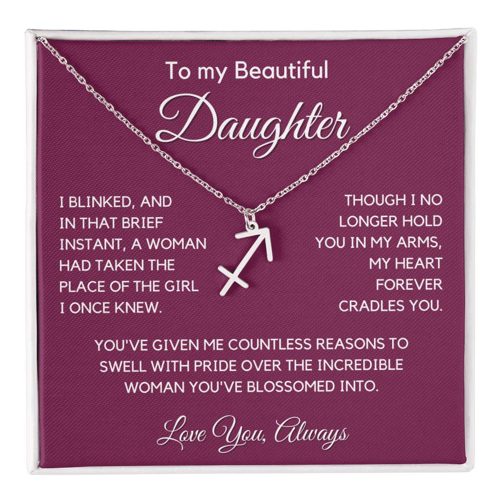 Gift For Daughter Zodiac Symbol Necklace With Message Card And Gift Box - I Once Knew
