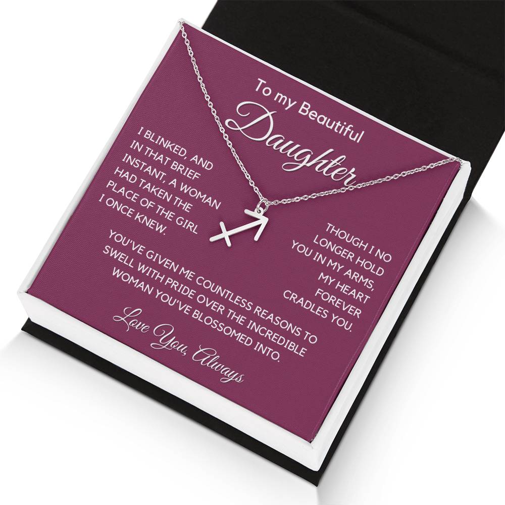 Gift For Daughter Zodiac Symbol Necklace With Message Card And Gift Box - I Once Knew