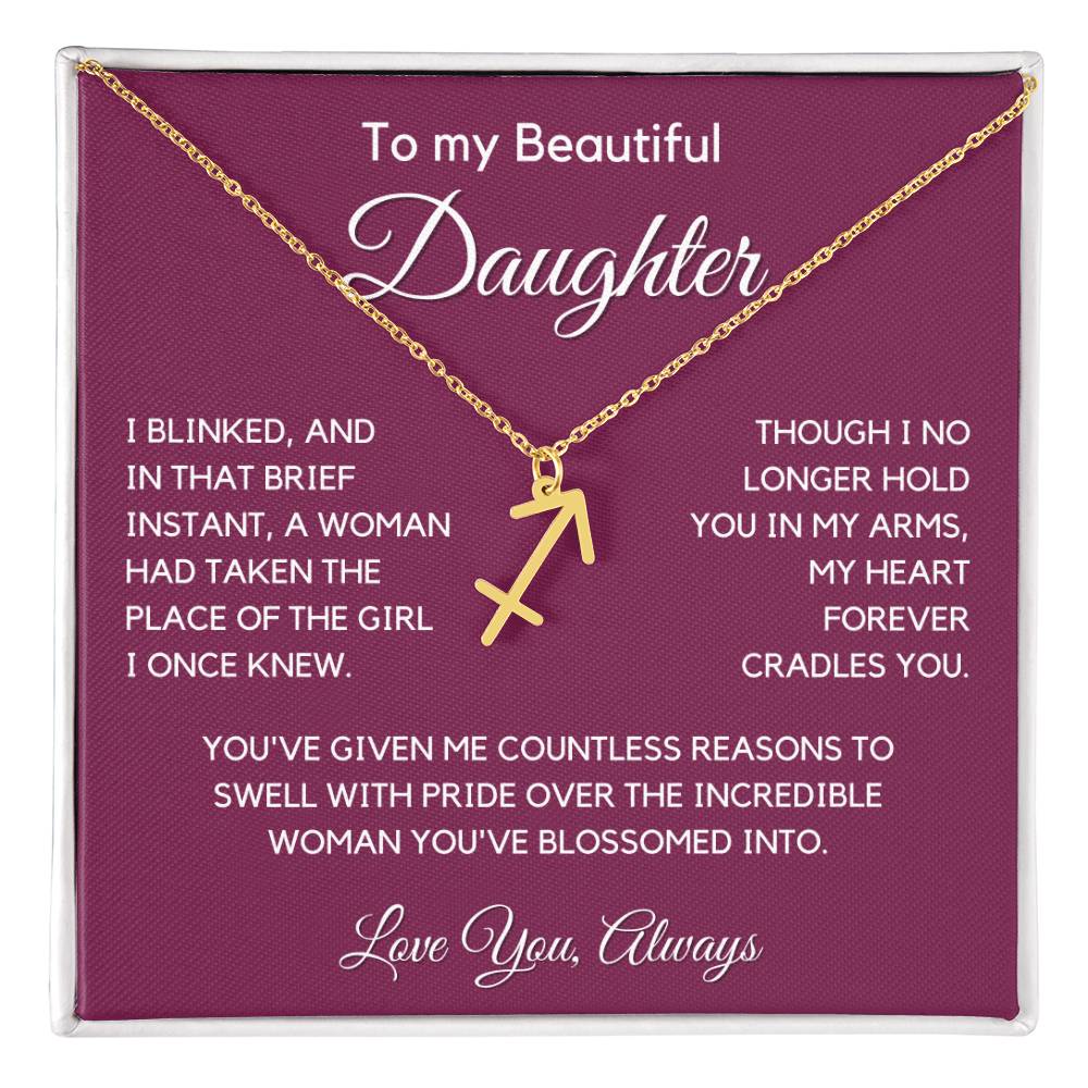 Gift For Daughter Zodiac Symbol Necklace With Message Card And Gift Box - I Once Knew