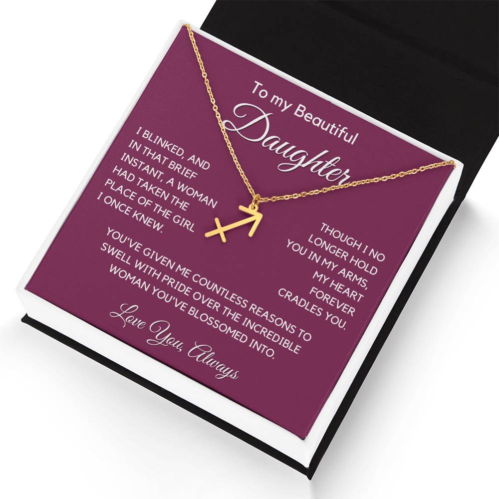 Gift For Daughter Zodiac Symbol Necklace With Message Card And Gift Box - I Once Knew