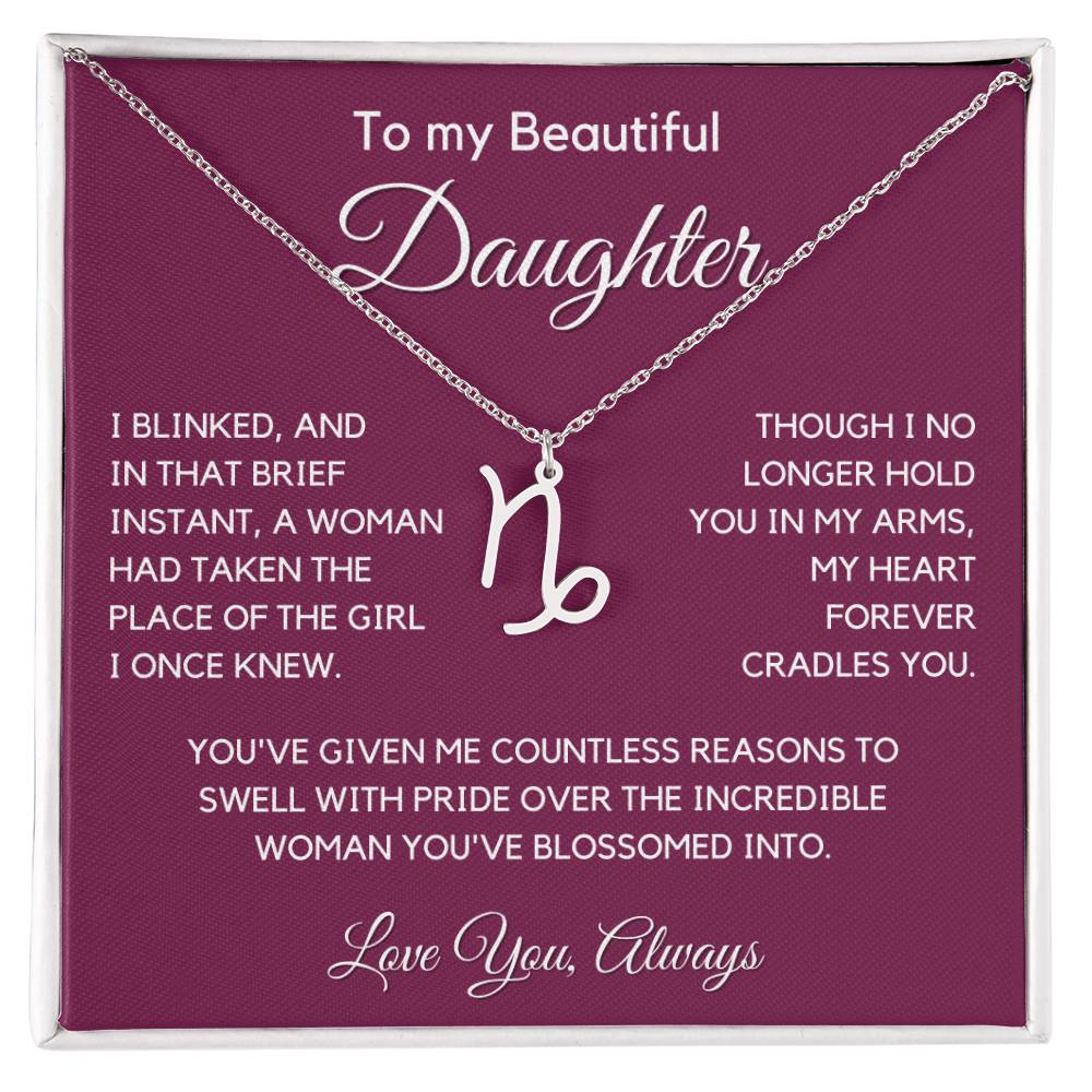 Gift For Daughter Zodiac Symbol Necklace With Message Card And Gift Box - I Once Knew