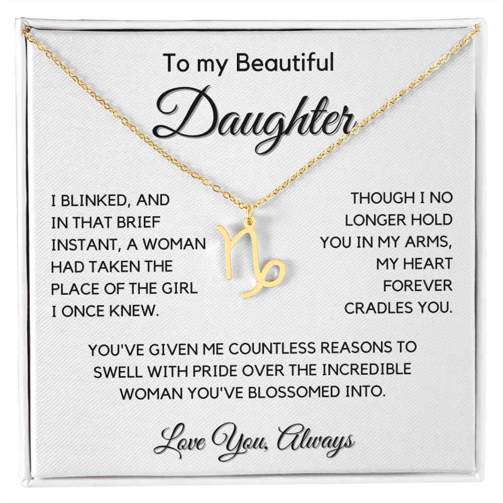 Gift For Daughter Zodiac Symbol Necklace With Message Card And Gift Box - I Once Knew