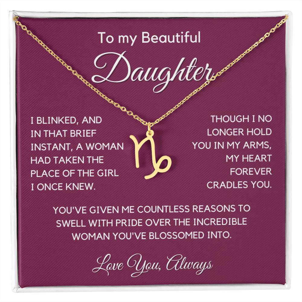 Gift For Daughter Zodiac Symbol Necklace With Message Card And Gift Box - I Once Knew
