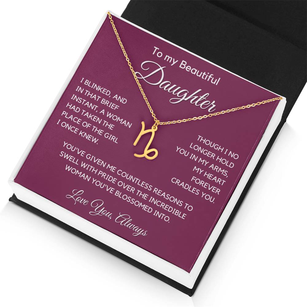 Gift For Daughter Zodiac Symbol Necklace With Message Card And Gift Box - I Once Knew