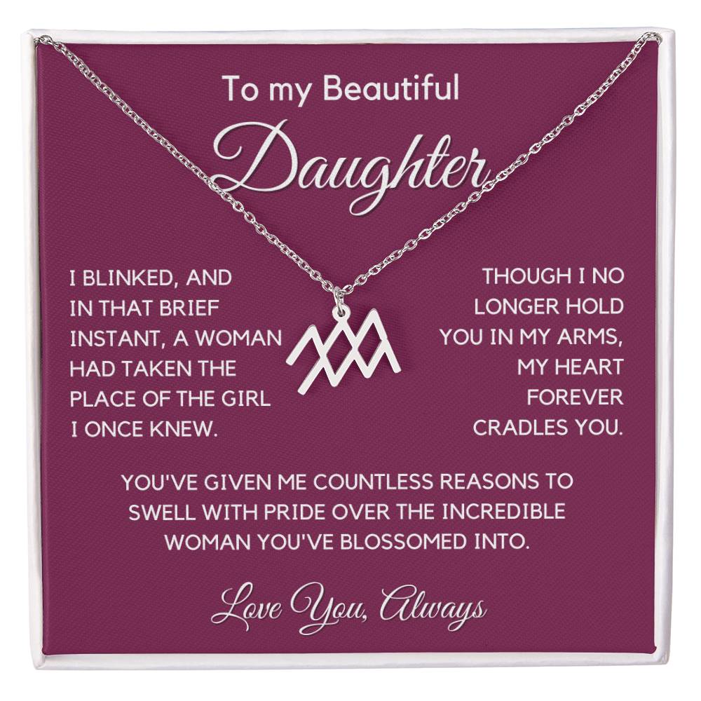 Gift For Daughter Zodiac Symbol Necklace With Message Card And Gift Box - I Once Knew
