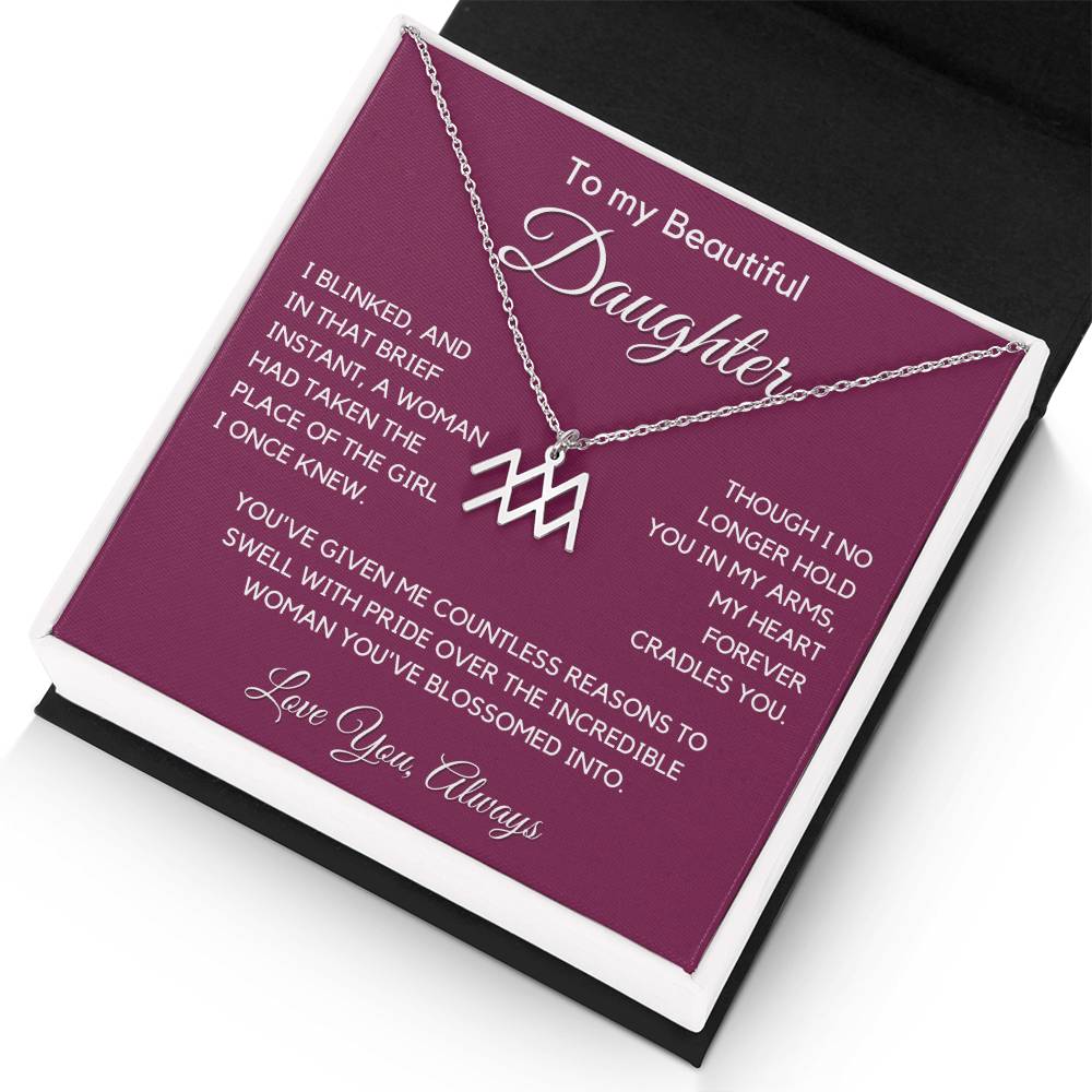 Gift For Daughter Zodiac Symbol Necklace With Message Card And Gift Box - I Once Knew