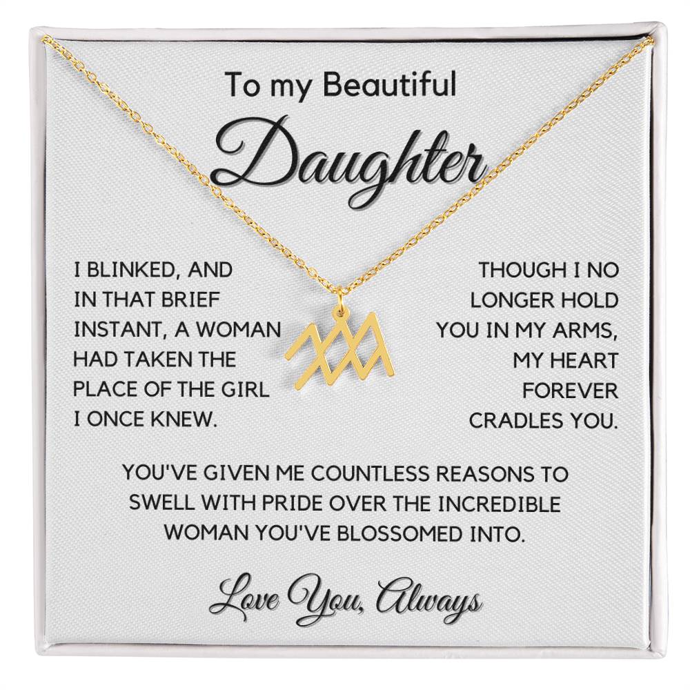Gift For Daughter Zodiac Symbol Necklace With Message Card And Gift Box - I Once Knew
