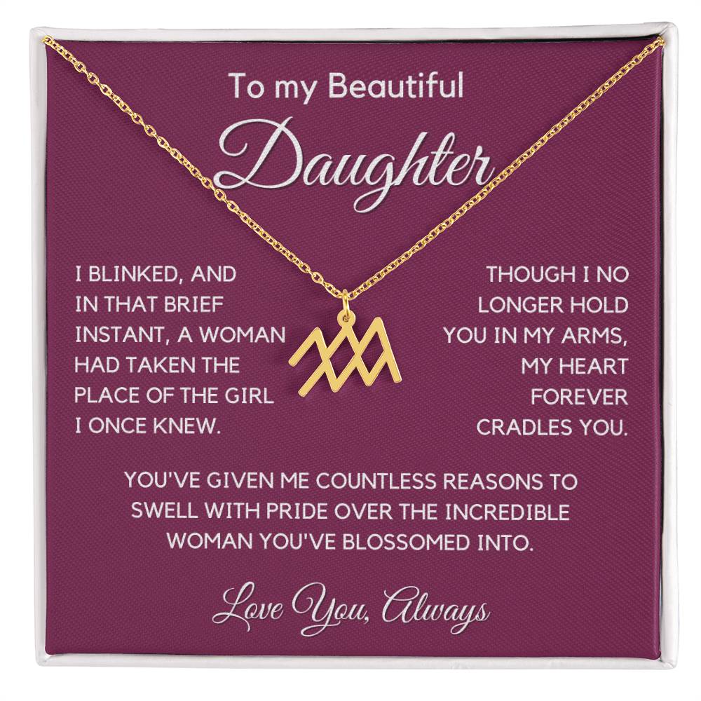 Gift For Daughter Zodiac Symbol Necklace With Message Card And Gift Box - I Once Knew