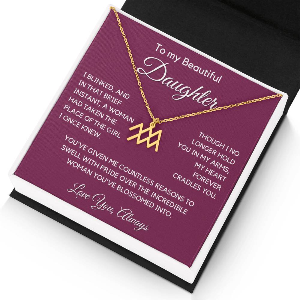 Gift For Daughter Zodiac Symbol Necklace With Message Card And Gift Box - I Once Knew