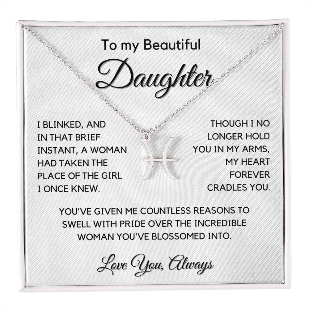 Gift For Daughter Zodiac Symbol Necklace With Message Card And Gift Box - I Once Knew