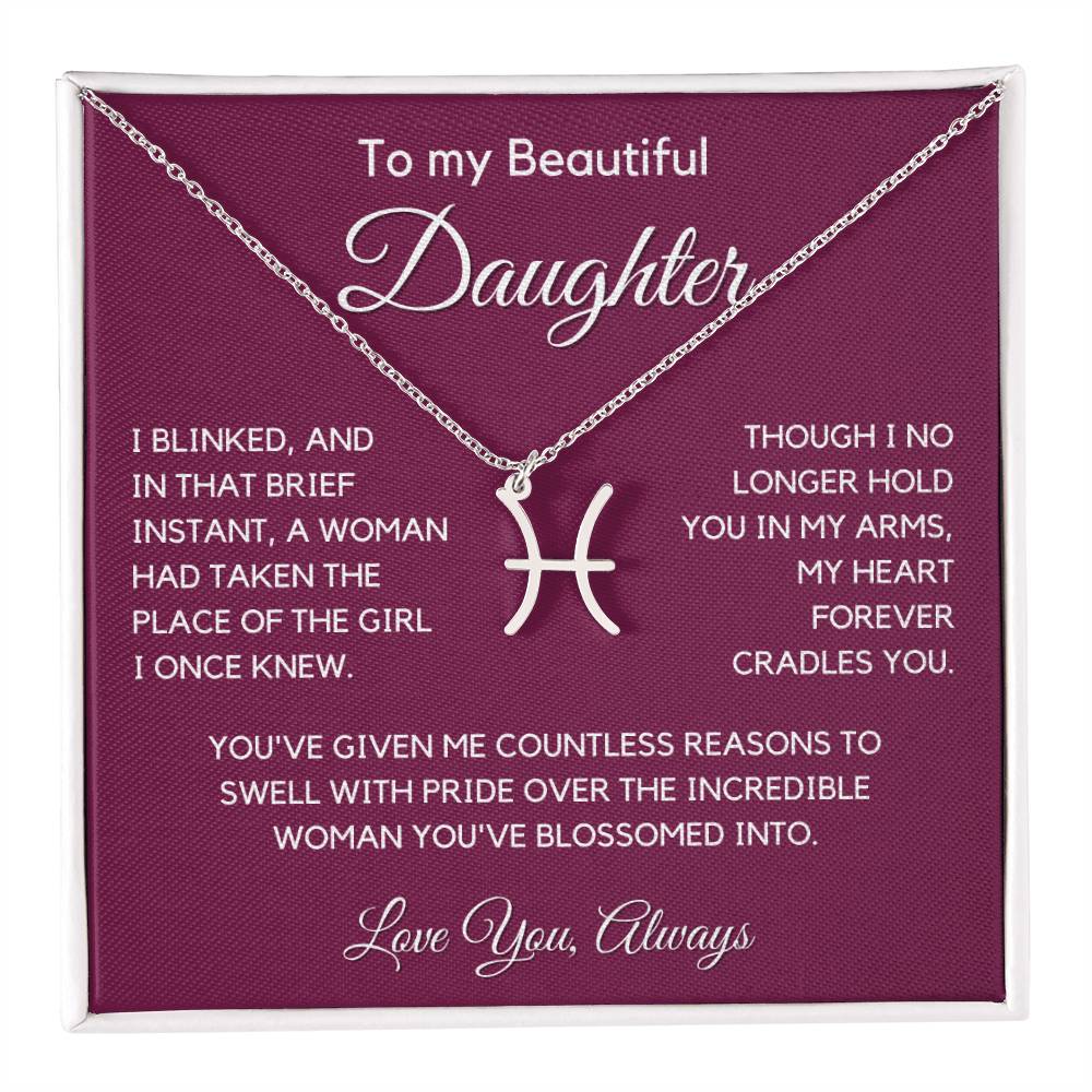 Gift For Daughter Zodiac Symbol Necklace With Message Card And Gift Box - I Once Knew
