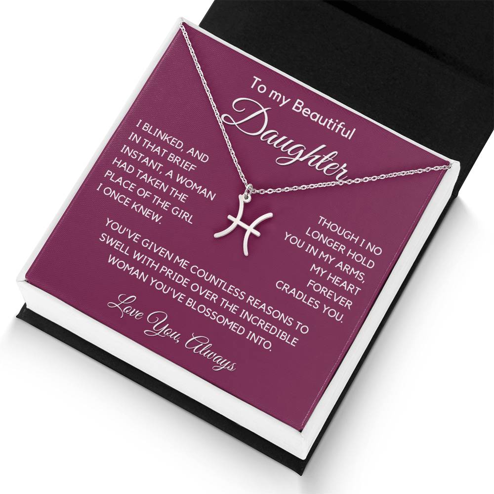 Gift For Daughter Zodiac Symbol Necklace With Message Card And Gift Box - I Once Knew