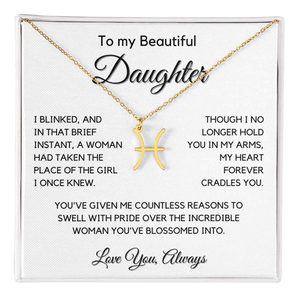 Gift For Daughter Zodiac Symbol Necklace With Message Card And Gift Box - I Once Knew