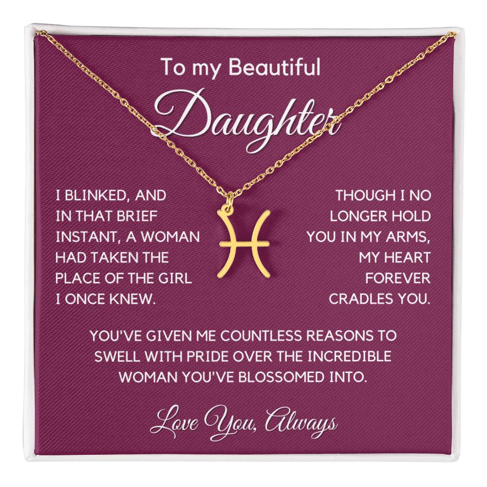 Gift For Daughter Zodiac Symbol Necklace With Message Card And Gift Box - I Once Knew