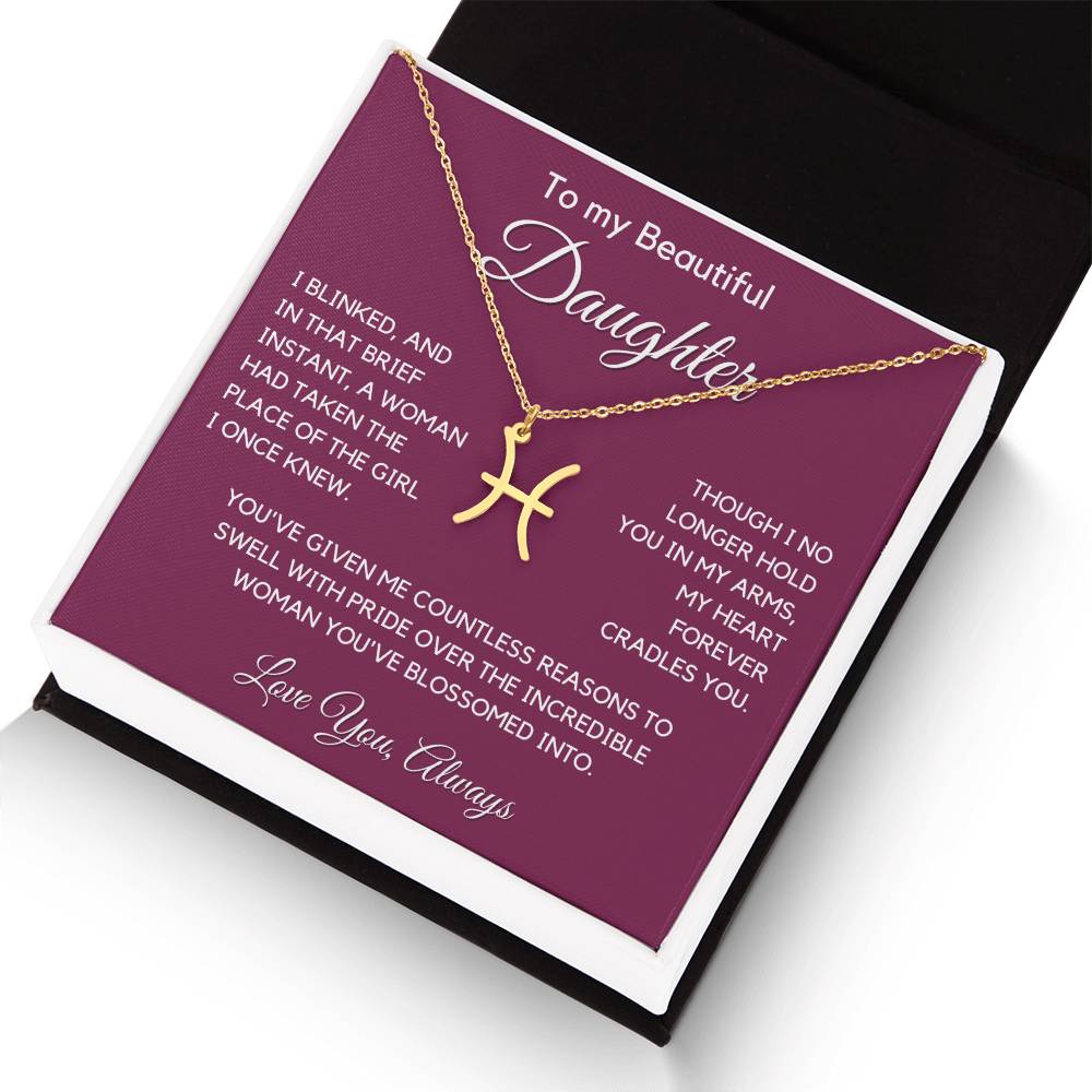 Gift For Daughter Zodiac Symbol Necklace With Message Card And Gift Box - I Once Knew