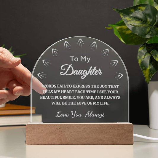 Gift for Daughter, Engraved Premium Domed Acrylic Keepsake with Built-in LED Lights - Love of My Life