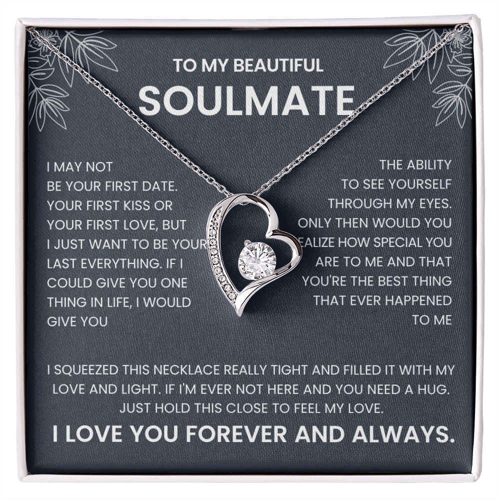Forever Love Necklace for Soulmate | Heart Pendant Necklace Gift | Romantic Love Message Jewelry | Meaningful Gift for Her