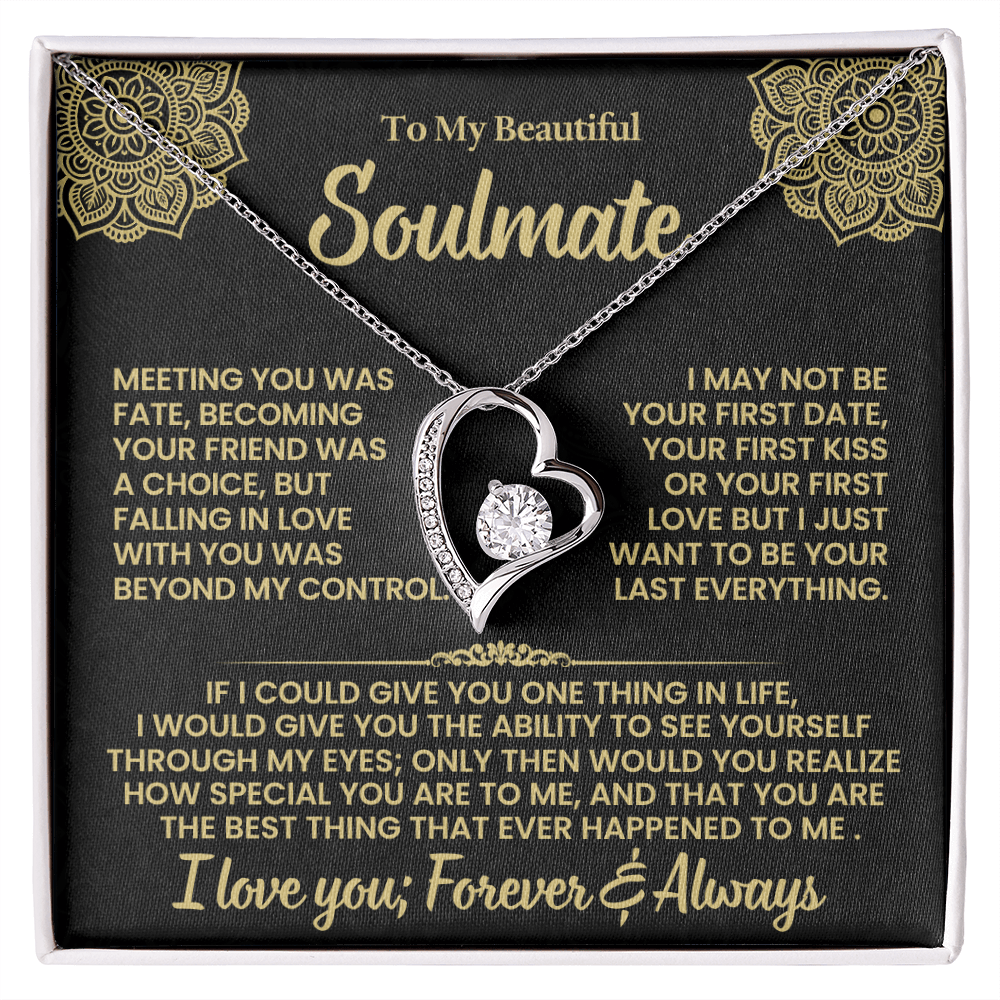 Romantic Heart Necklace with Gold Message Card