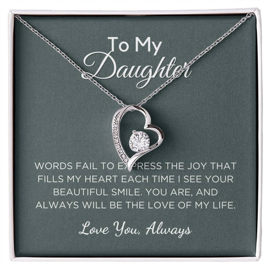 Gift For Daughter, Forever Love Pendant Necklace with Gift Box and Message Card