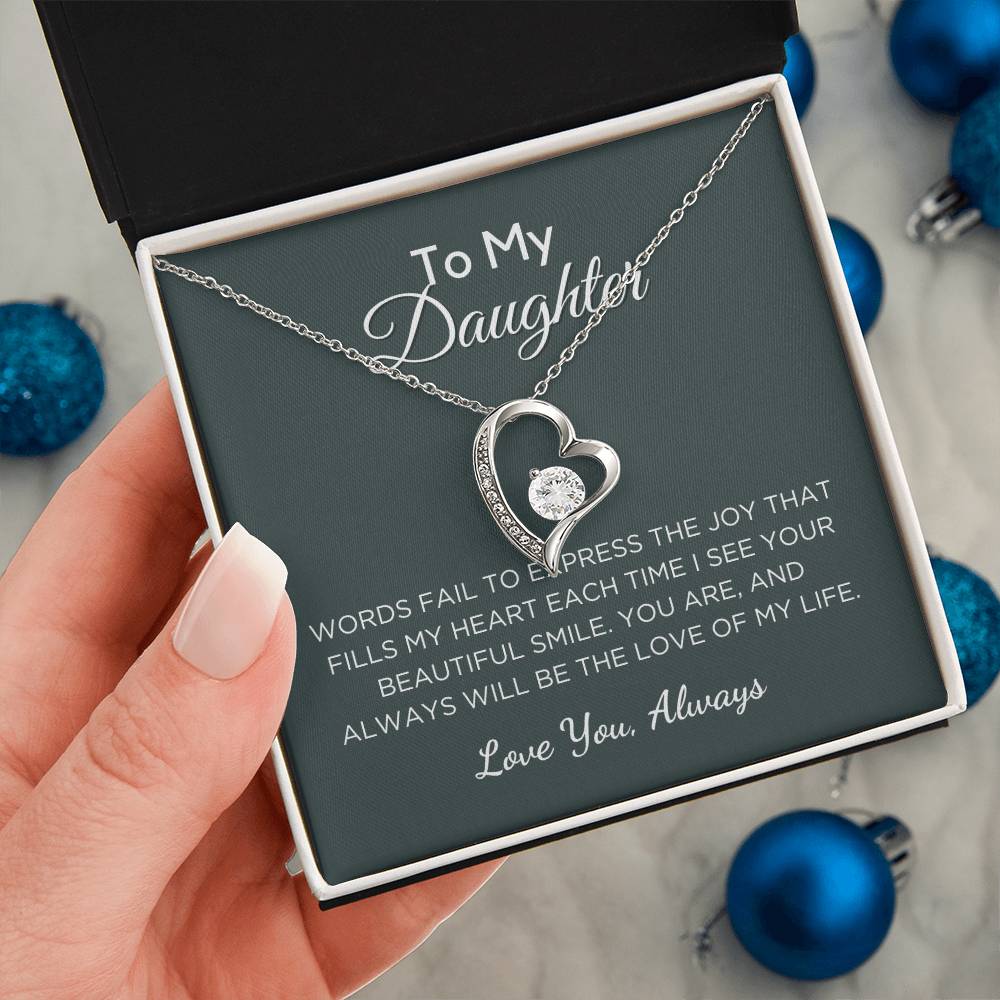 Gift For Daughter, Forever Love Pendant Necklace with Gift Box and Message Card