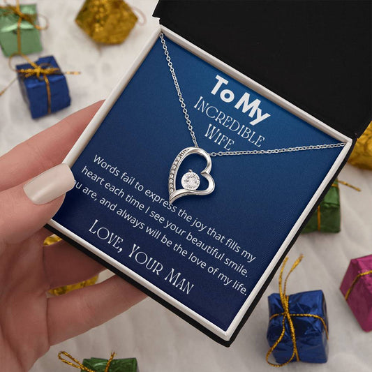 A Sentimental Necklace Gift for Your Beloved Wife with Message Card and Elegant Gift Box