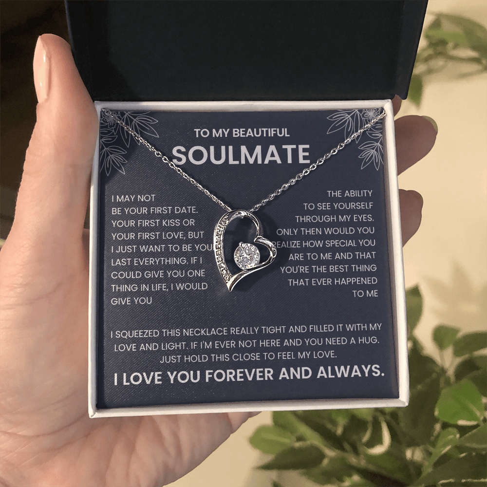 Forever Love Necklace for Soulmate | Heart Pendant Necklace Gift | Romantic Love Message Jewelry | Meaningful Gift for Her